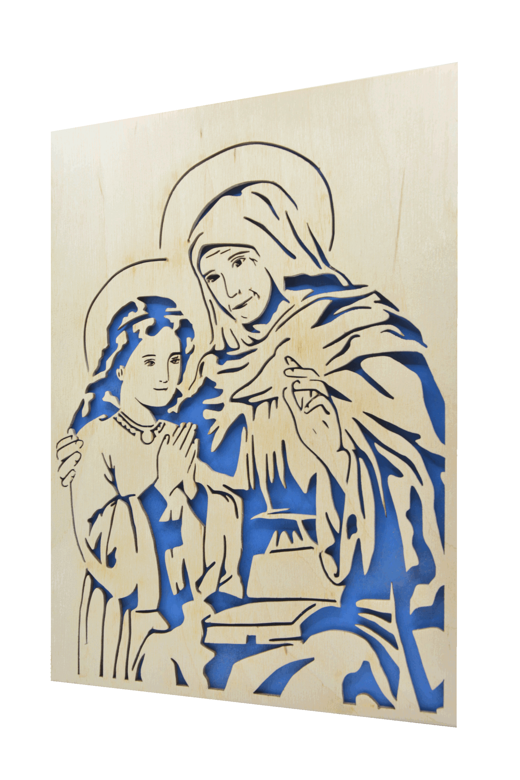 Sv. Anna - obraz do dřeva - modrá