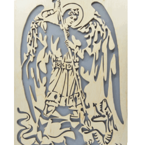 Archanděl Michael- obraz do dřeva - šedá