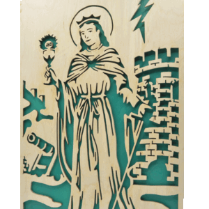 Sv. Barbora - obraz do dřeva - zelená