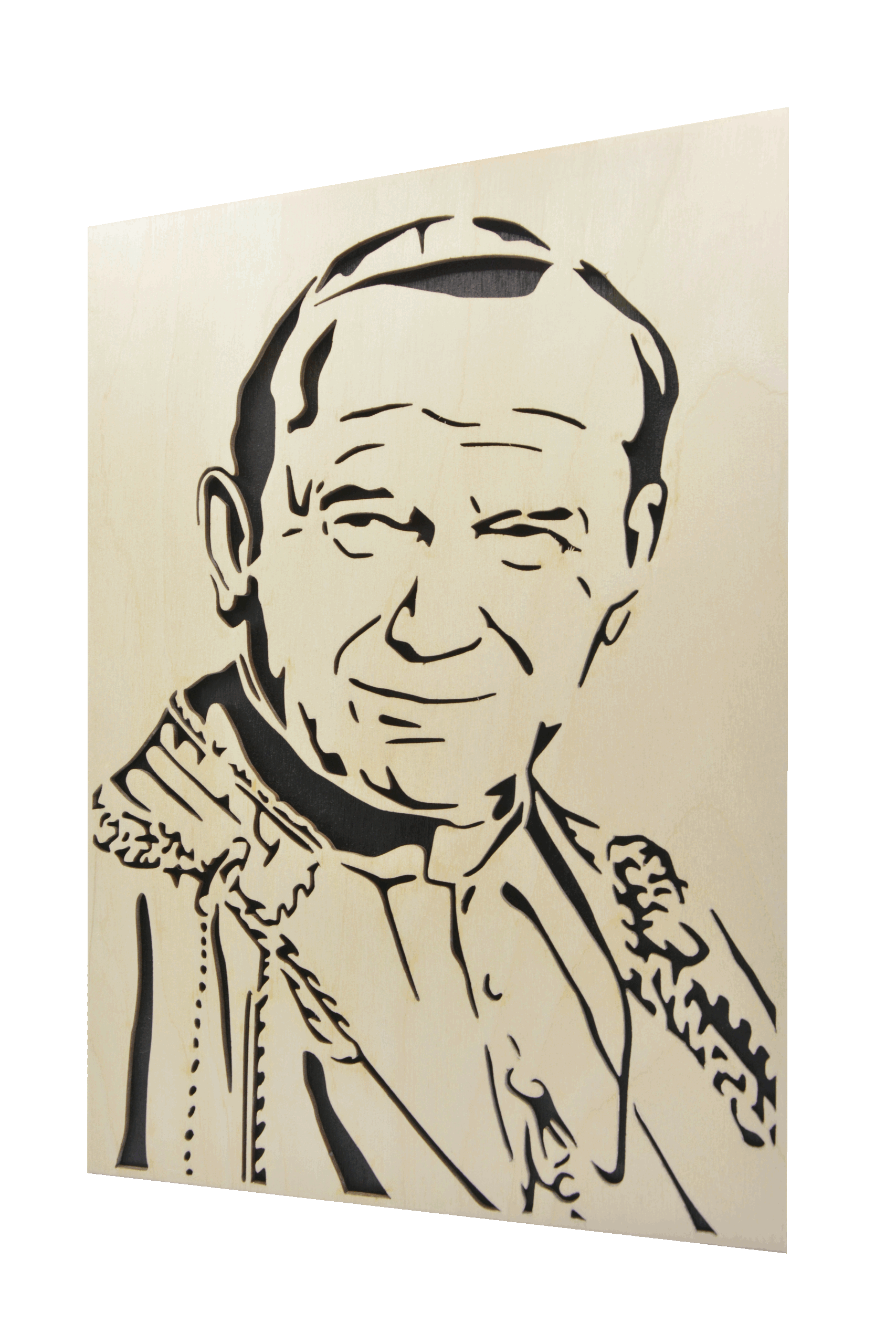 Sv. Jan Pavel II. - obraz do dřeva - černá