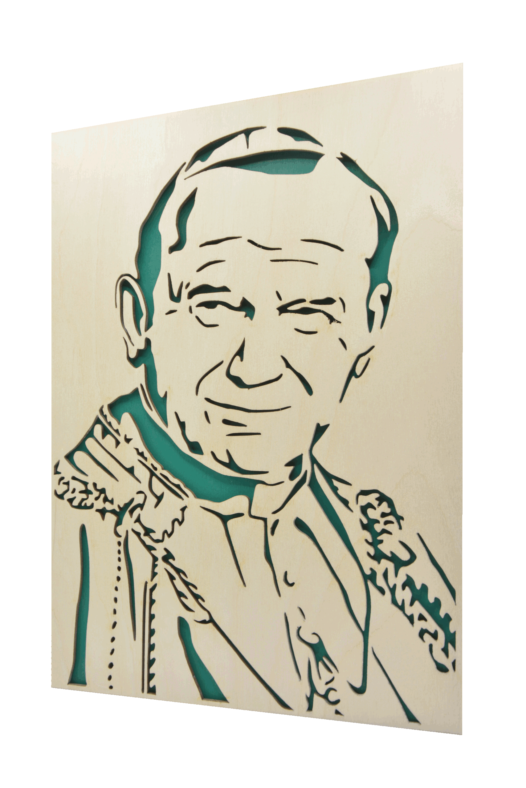 Sv. Jan Pavel II. - obraz do dřeva - zelená