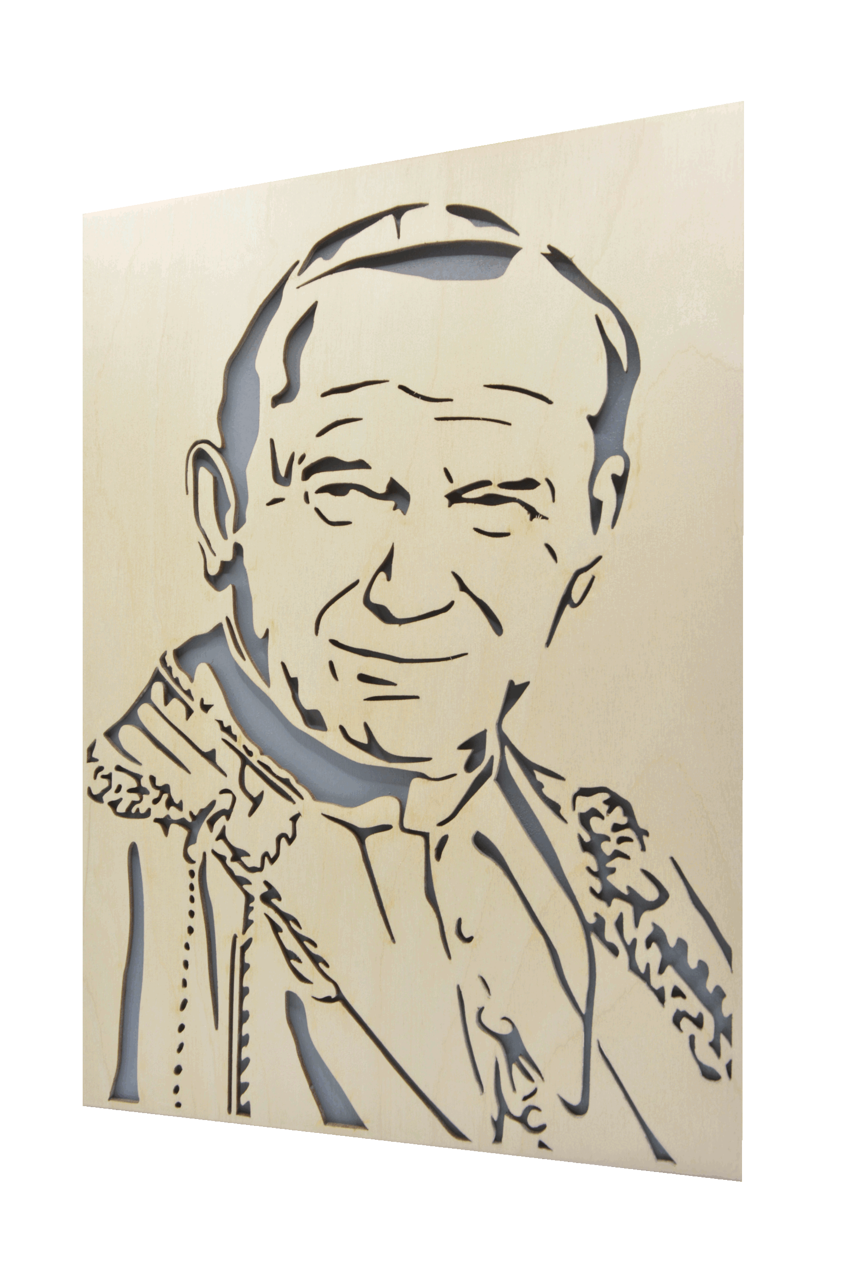 Sv. Jan Pavel II. - obraz do dřeva - šedá