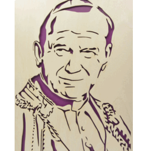 Sv. Jan Pavel II. - obraz do dřeva - fialová