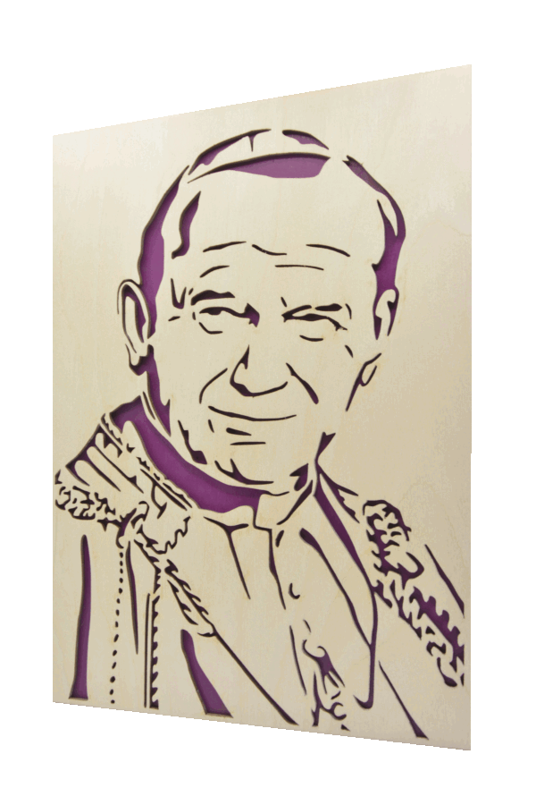Sv. Jan Pavel II. - obraz do dřeva - fialová