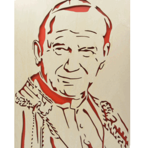 Sv. Jan Pavel II. - obraz do dřeva - červená