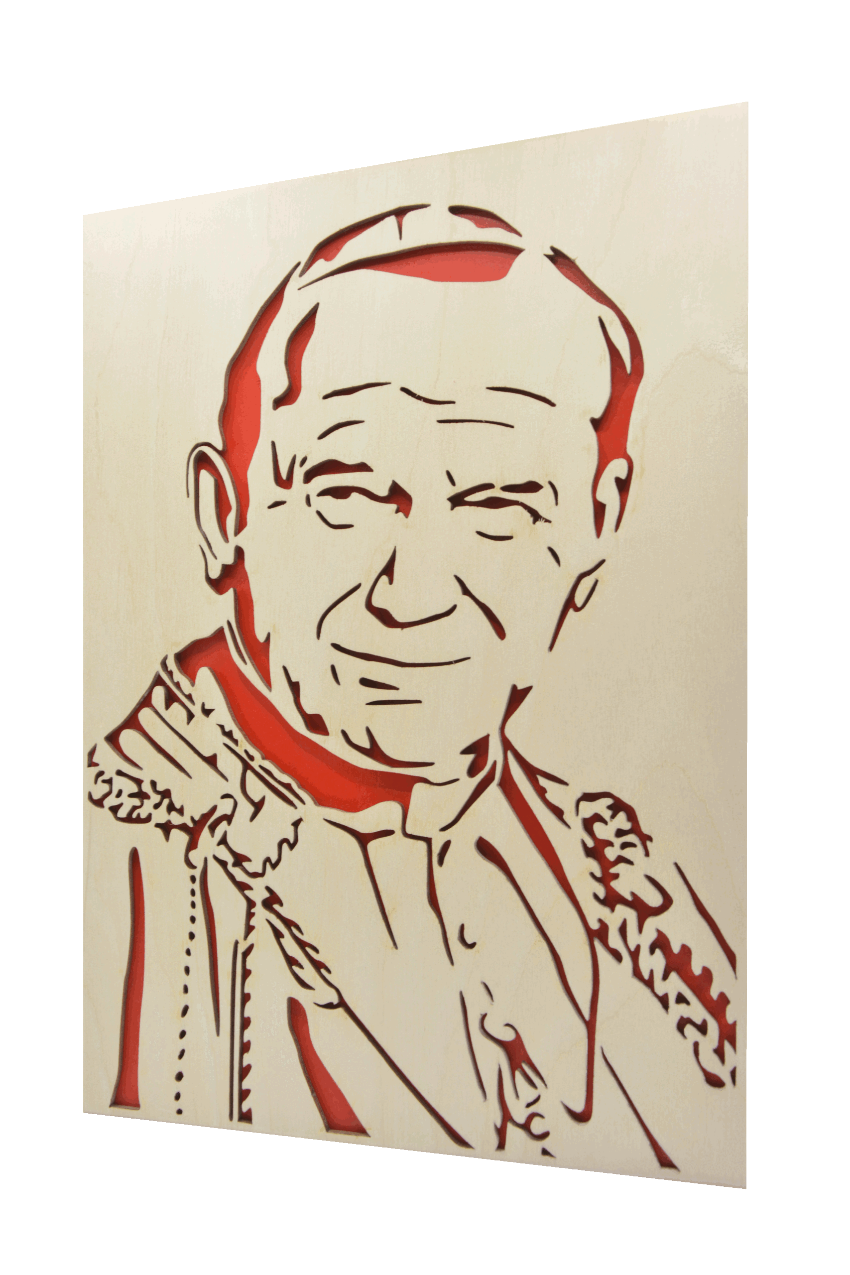 Sv. Jan Pavel II. - obraz do dřeva - červená