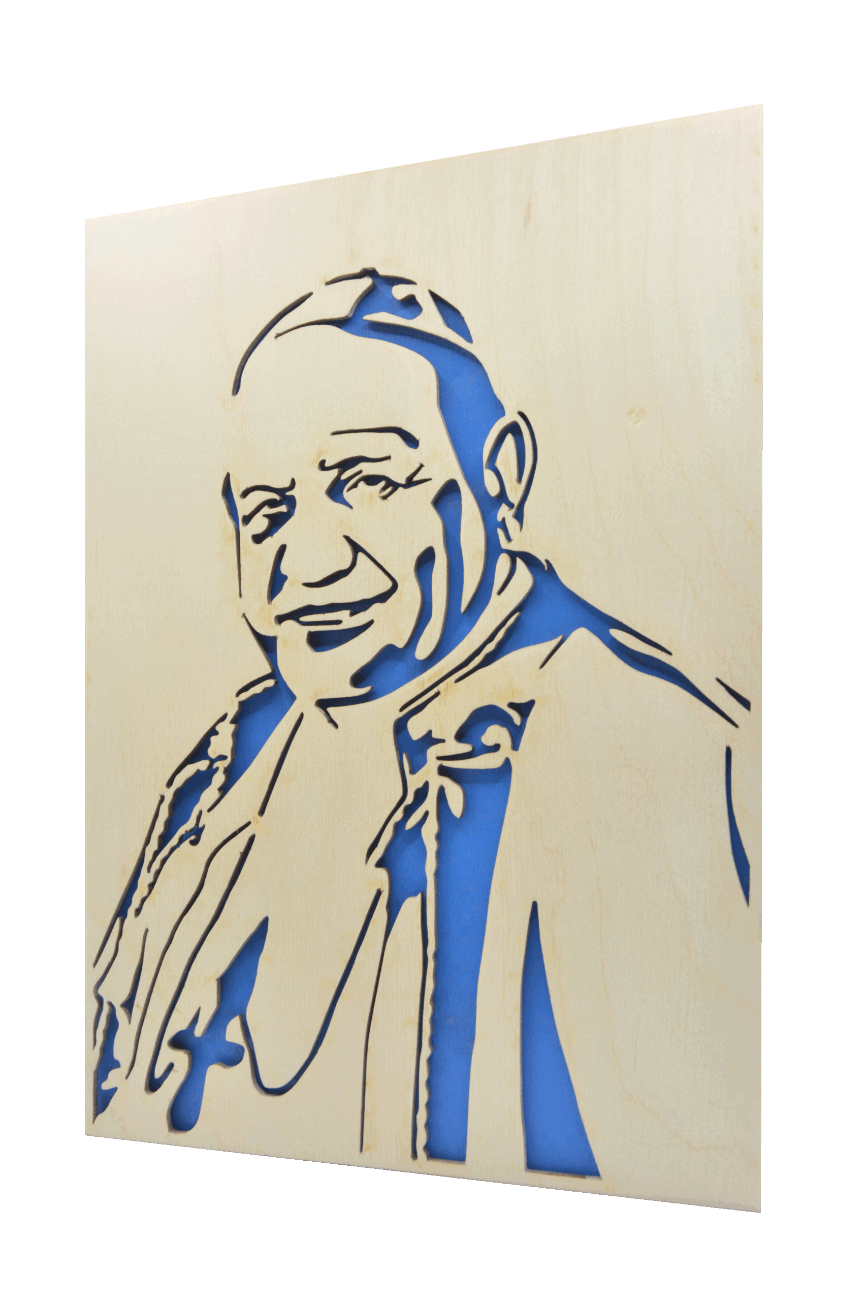 Sv. Jan XXIII.- obraz do dřeva - modrá