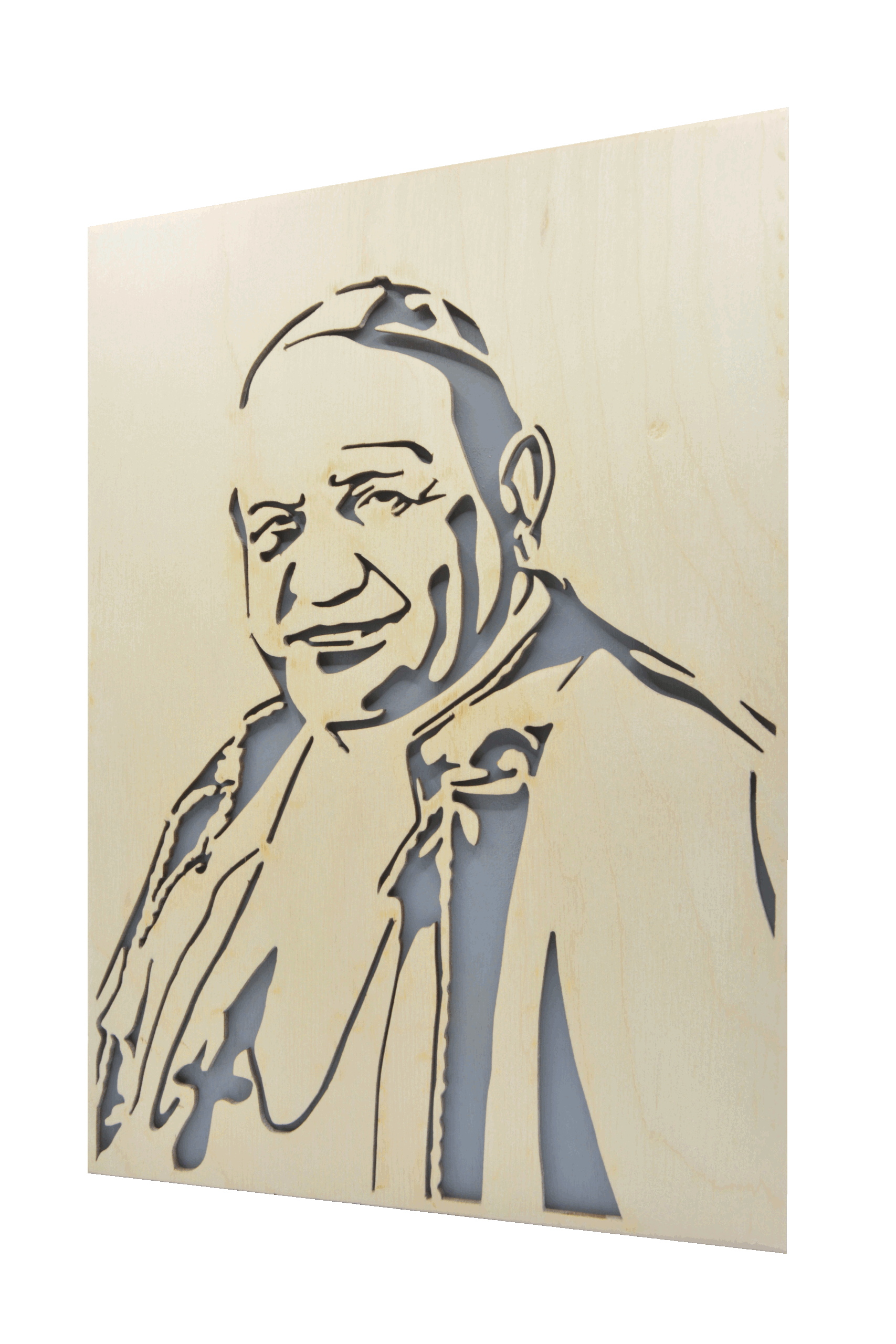 Sv. Jan XXIII.- obraz do dřeva - šedá