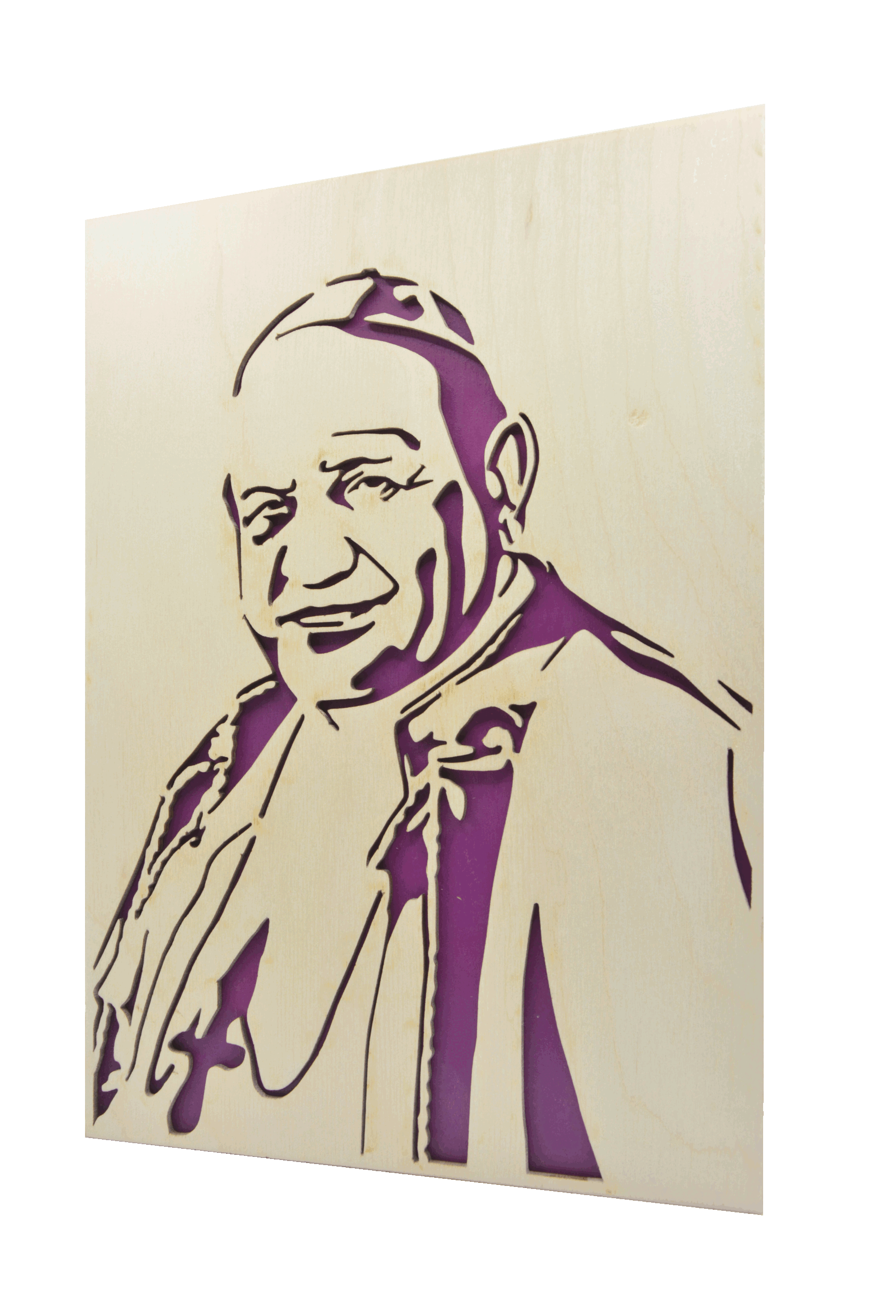 Sv. Jan XXIII.- obraz do dřeva - fialová