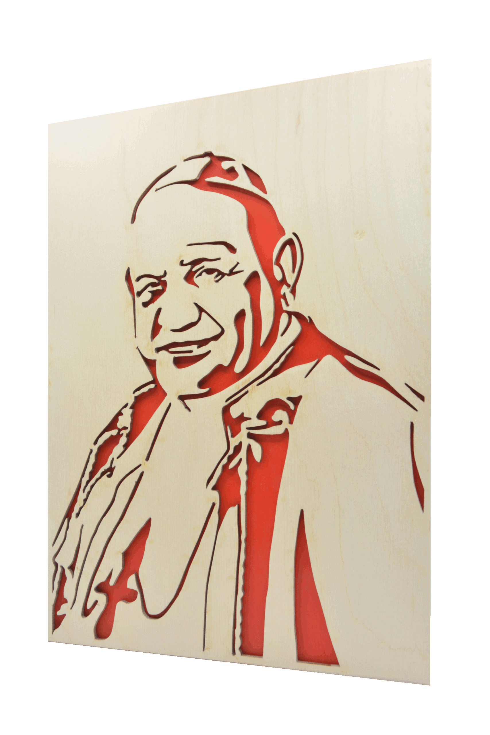 Sv. Jan XXIII.- obraz do dřeva - červená