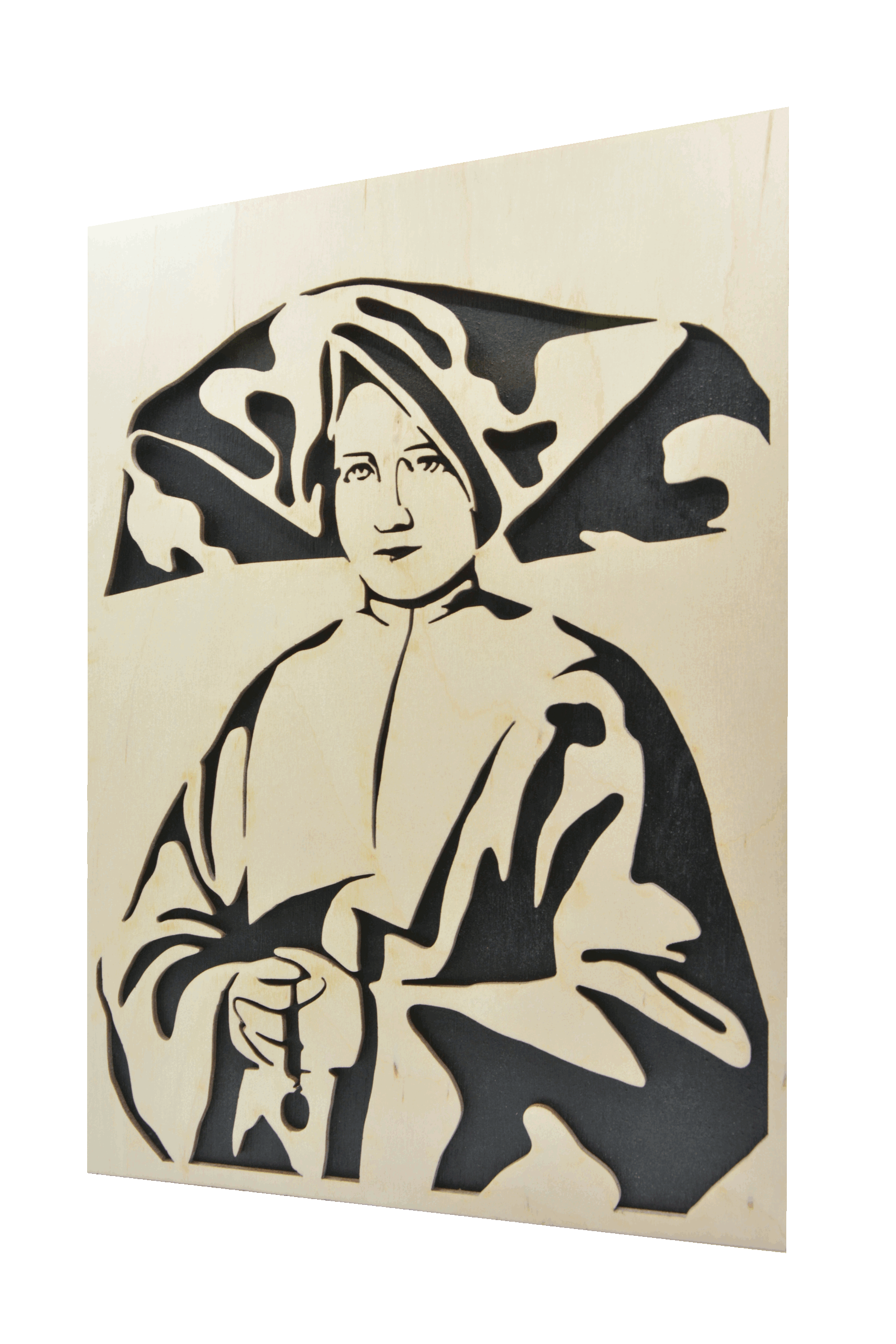 Sv. Kateřina Laboure - obraz do dřeva - černá