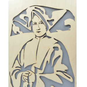 Sv. Kateřina Laboure - obraz do dřeva - šedá