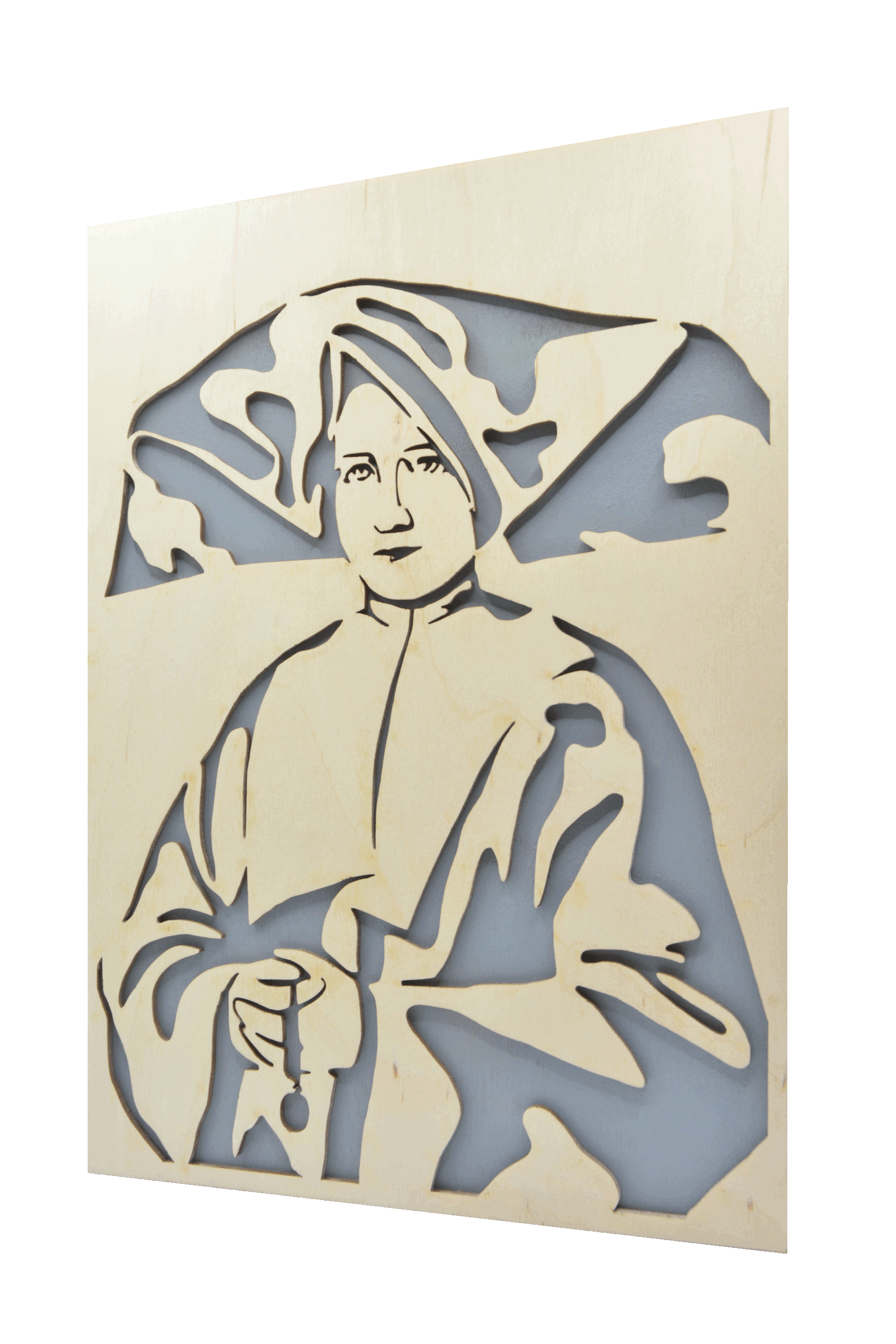 Sv. Kateřina Laboure - obraz do dřeva - šedá