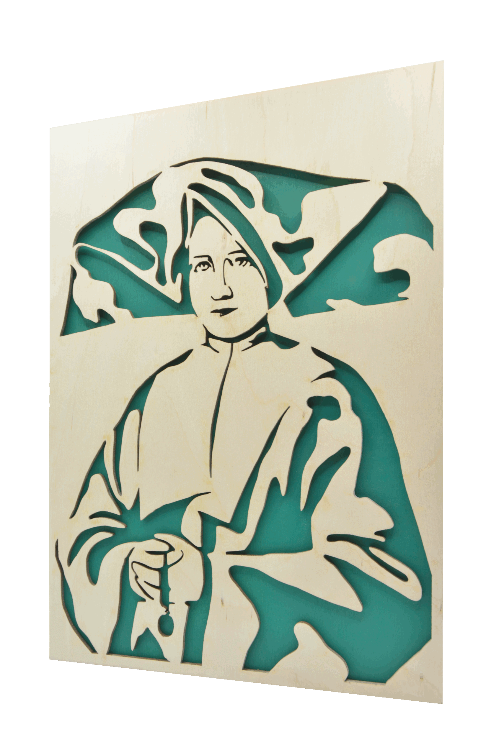 Sv. Kateřina Laboure - obraz do dřeva - zelená