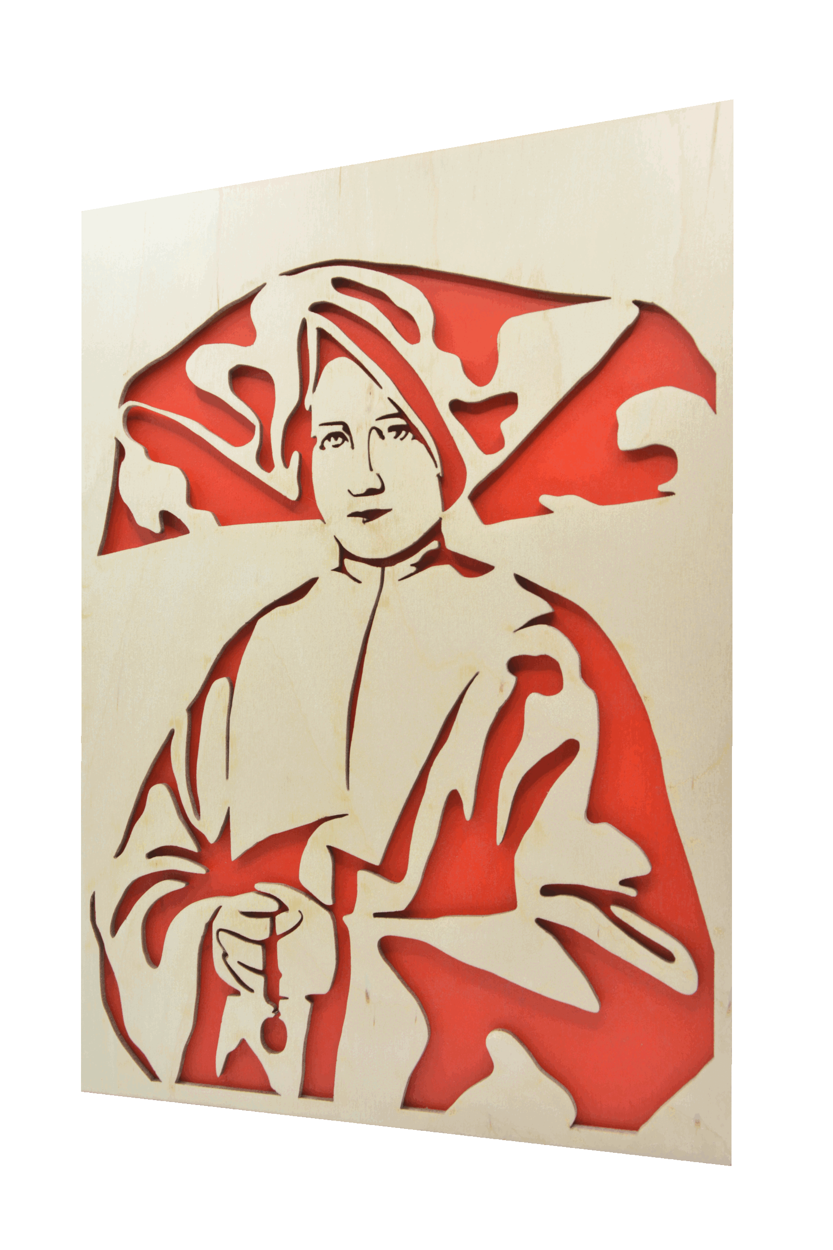 Sv. Kateřina Laboure - obraz do dřeva - červená