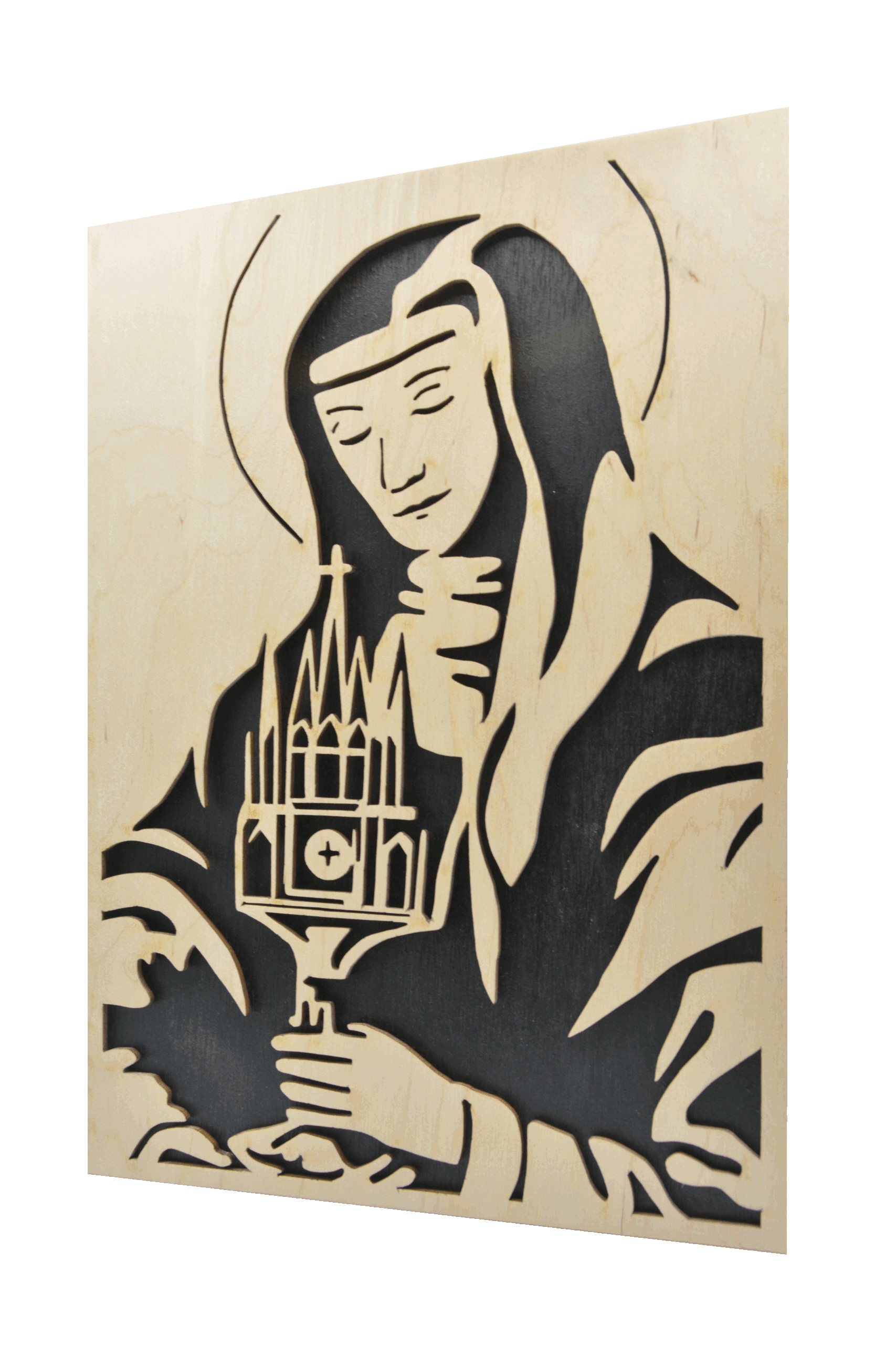 Svatá Klára - dřevěný obraz - černá
