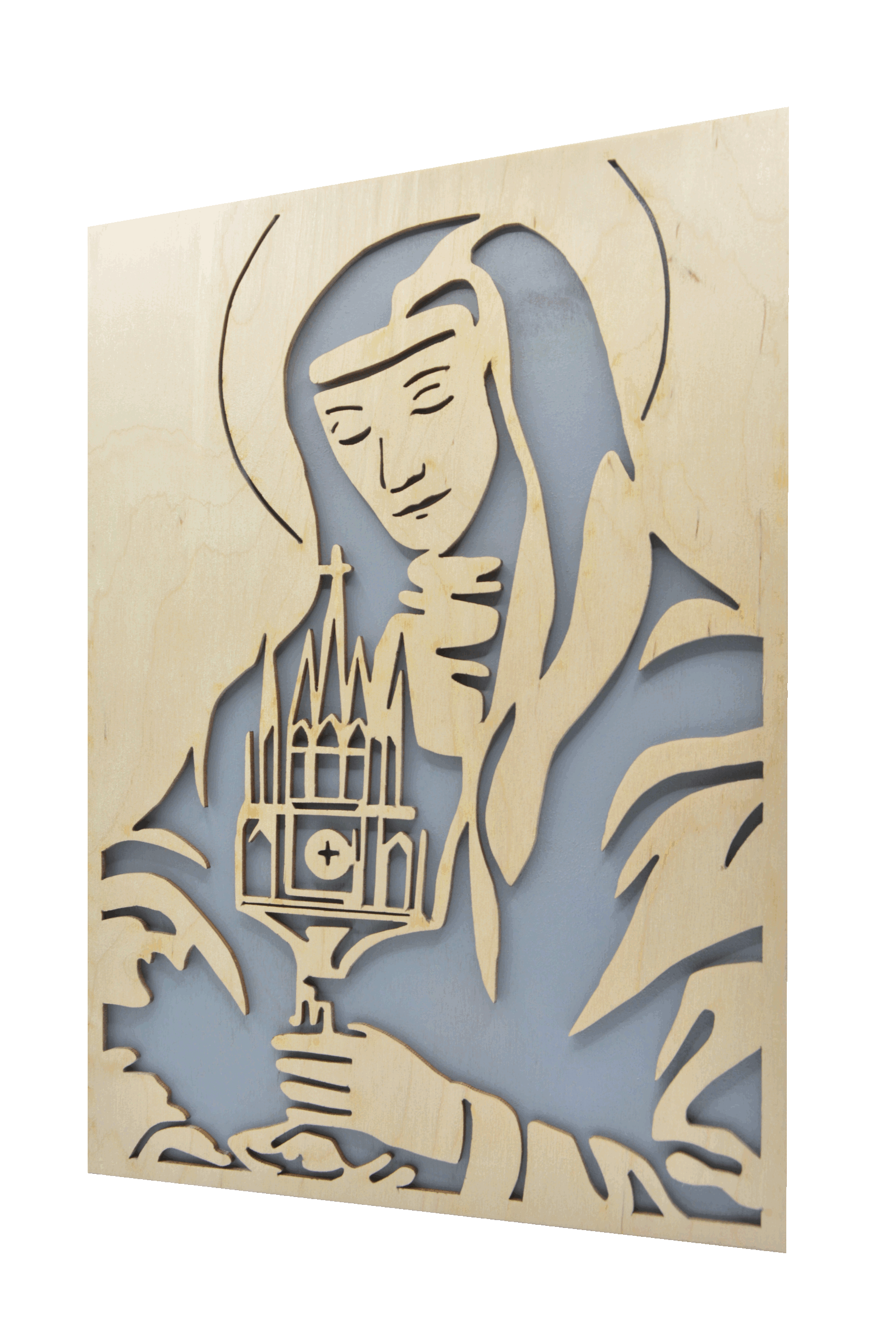 Svatá Klára - dřevěný obraz - šedá