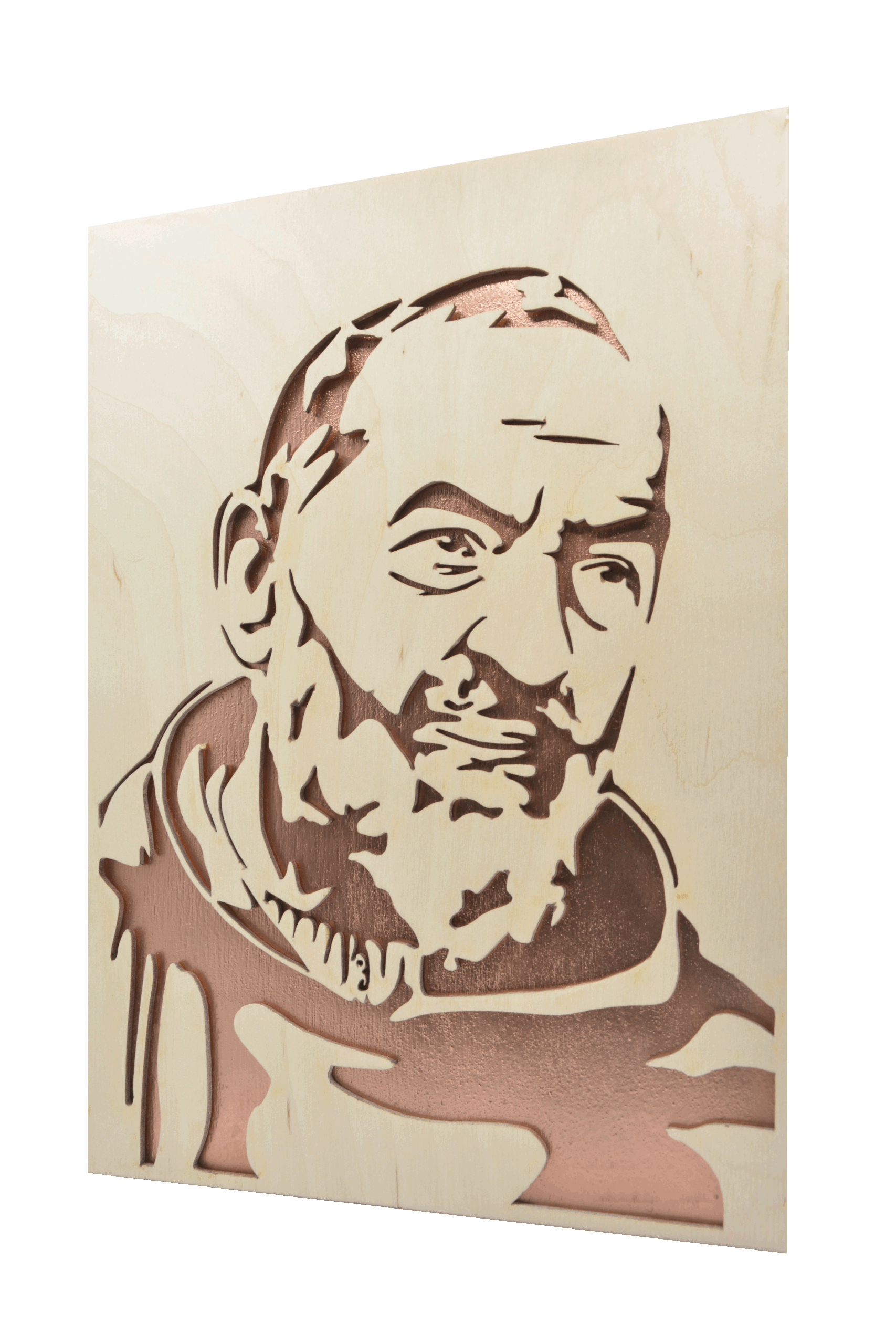 Sv. Padre Pio - obraz do dřeva - měděná