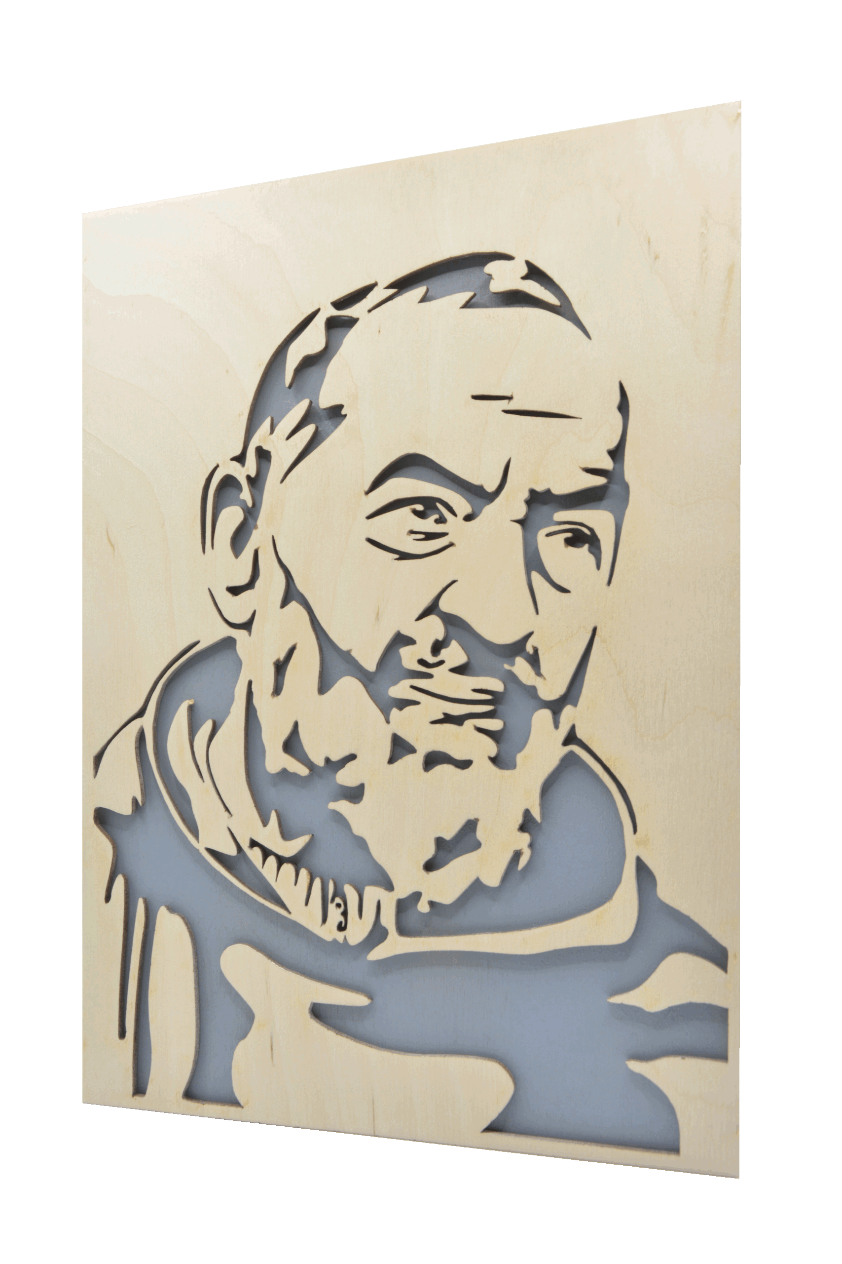 Sv. Padre Pio - obraz do dřeva - šedá