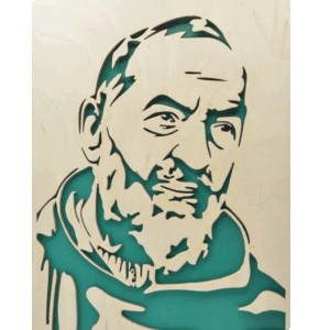 Sv. Padre Pio - obraz do dřeva - zelená