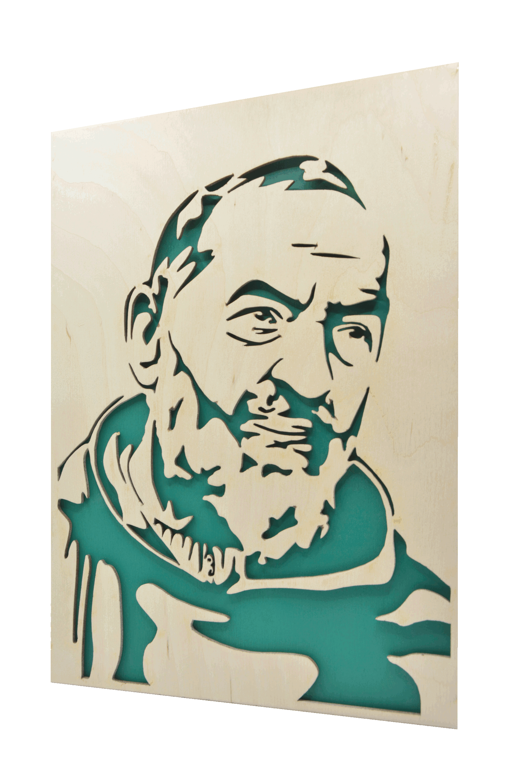 Sv. Padre Pio - obraz do dřeva - zelená