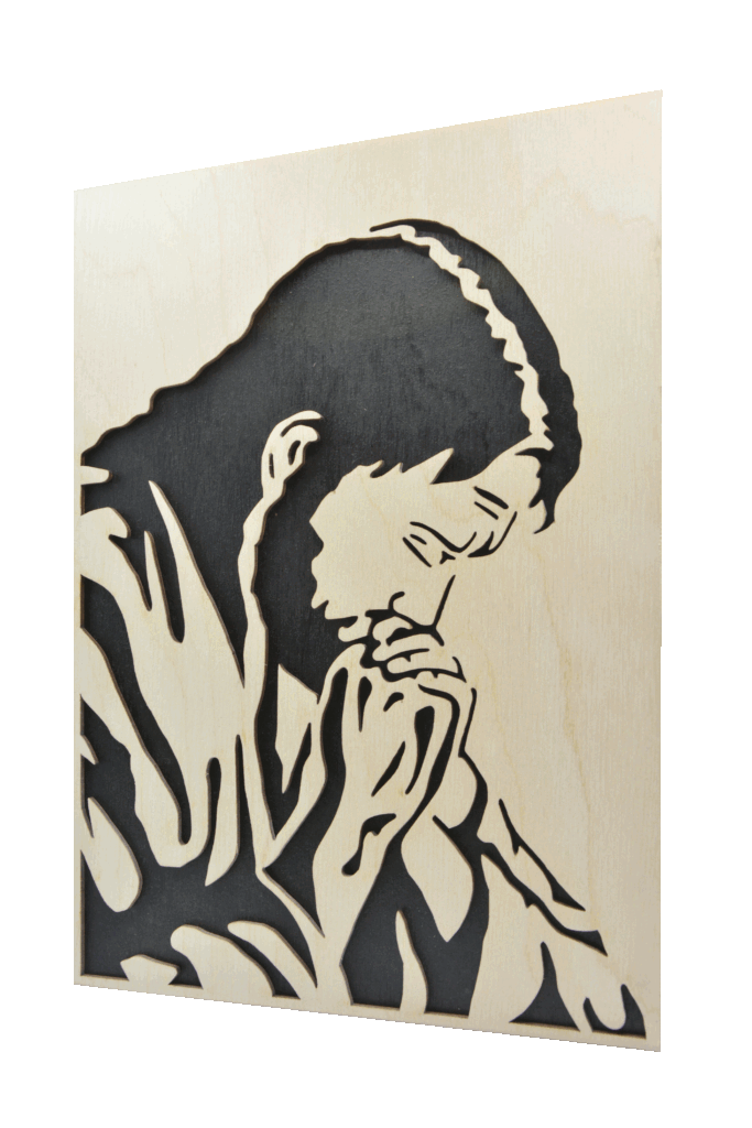 Pán Ježíš v Getsemane- obraz do dřeva - černá