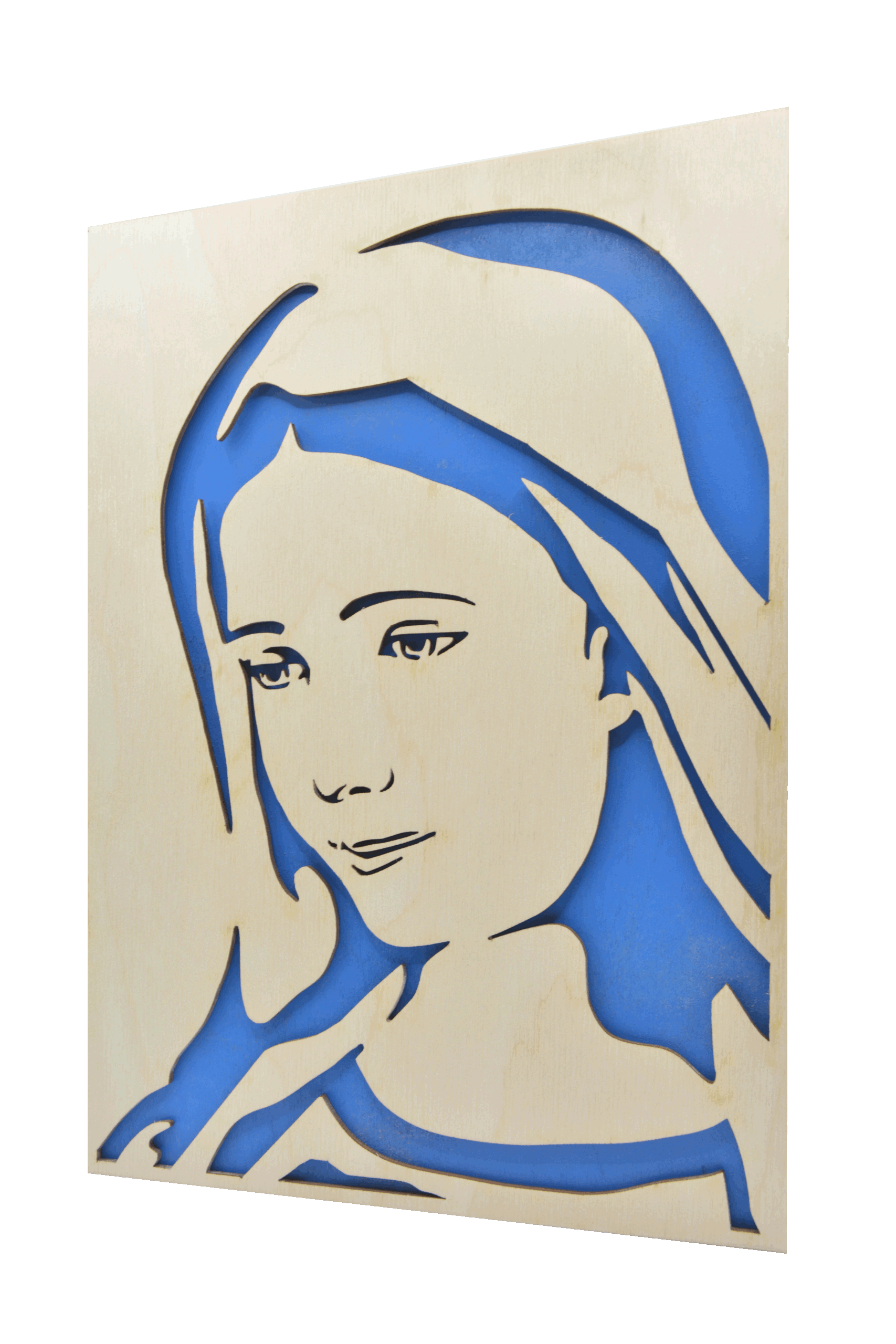 Sv. Panna Maria- obraz do dřeva - modrá