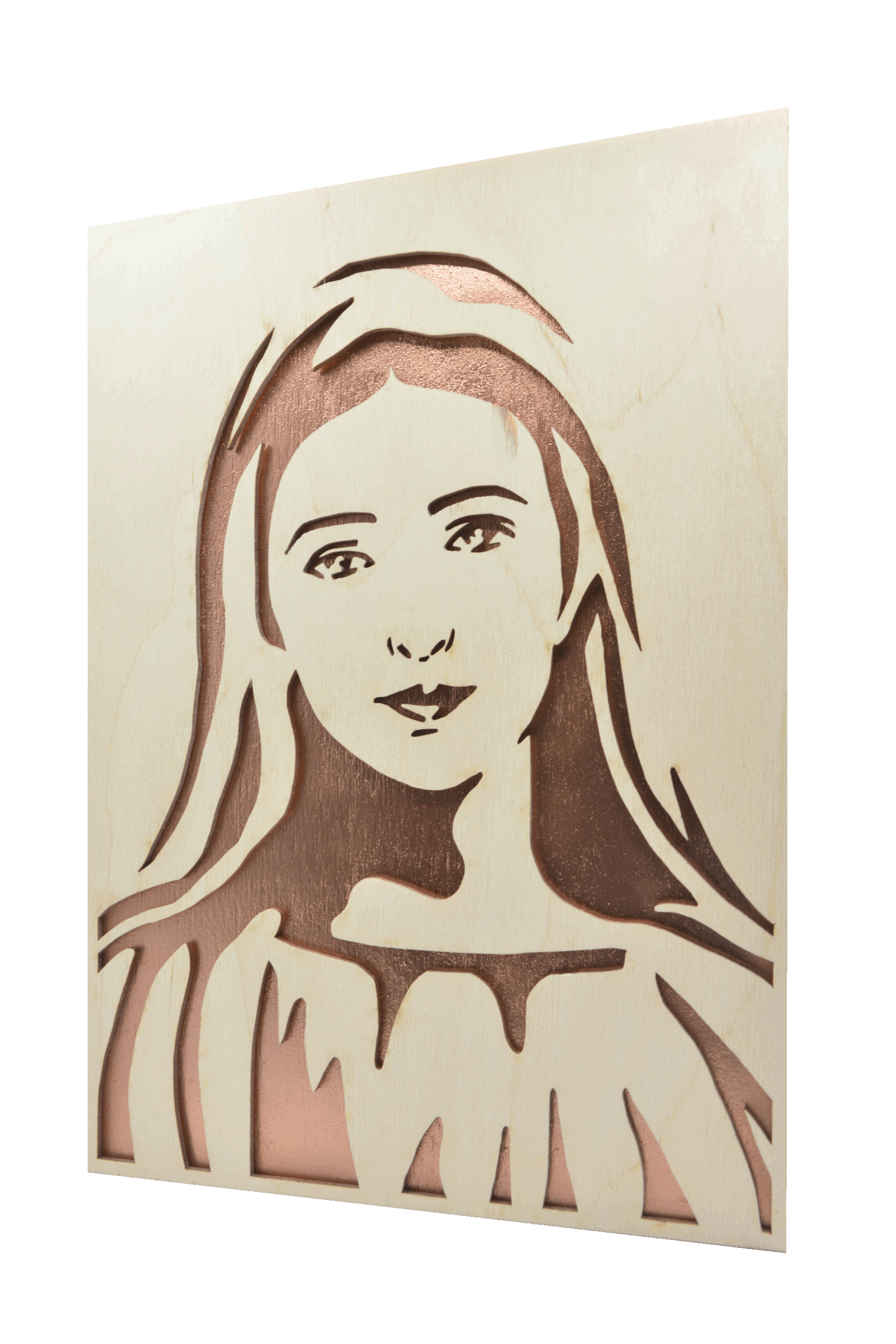 Sv. Panna Maria- obraz do dřeva - měděná