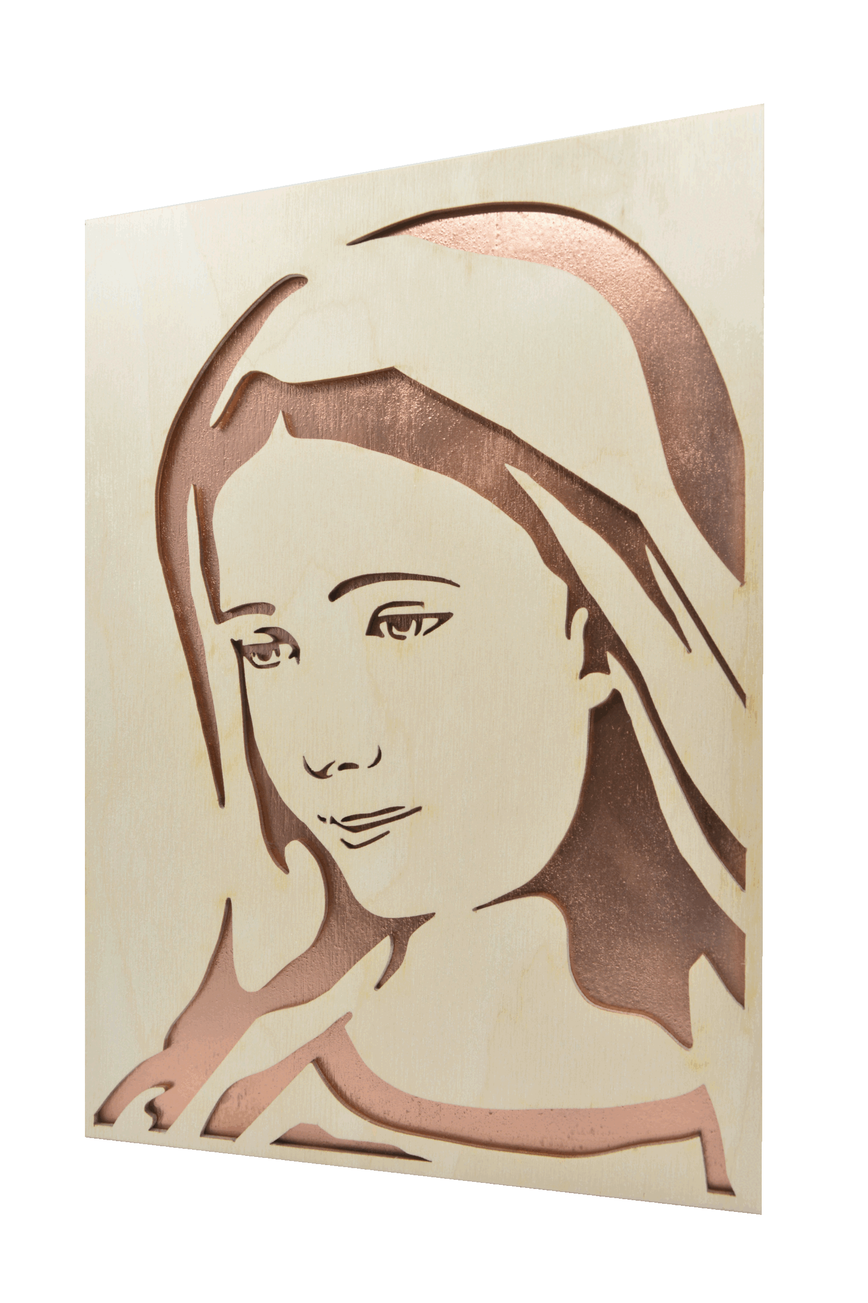 Sv. Panna Maria- obraz do dřeva - měděná