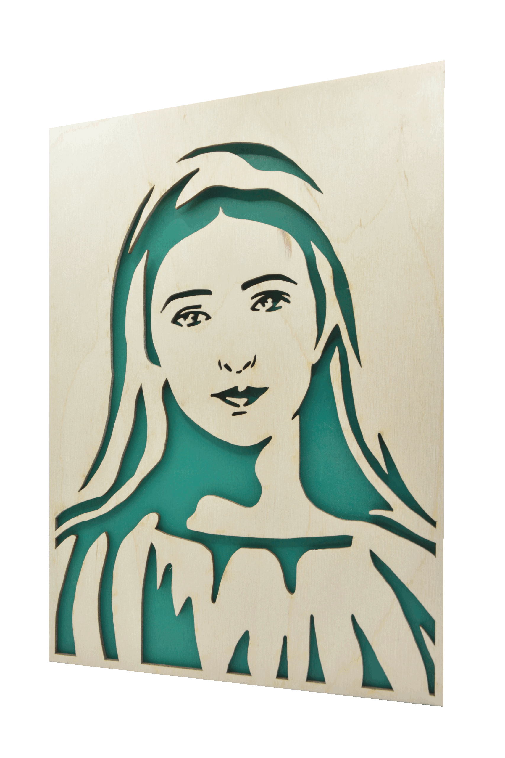 Sv. Panna Maria- obraz do dřeva - zelená