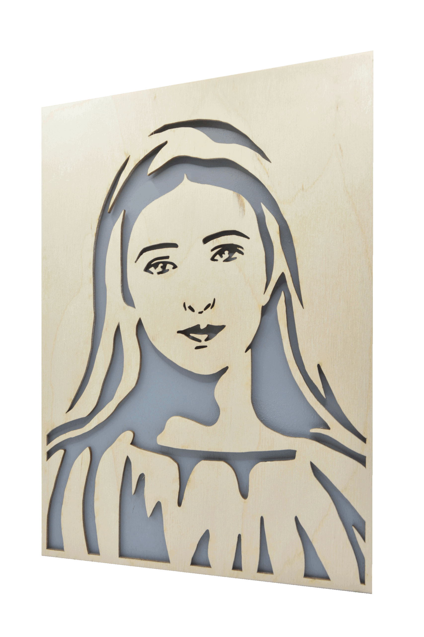 Sv. Panna Maria- obraz do dřeva - šedá