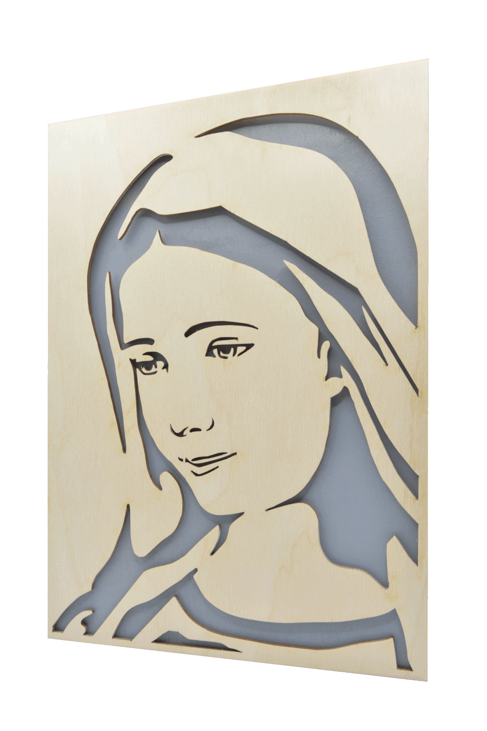 Sv. Panna Maria- obraz do dřeva - šedá