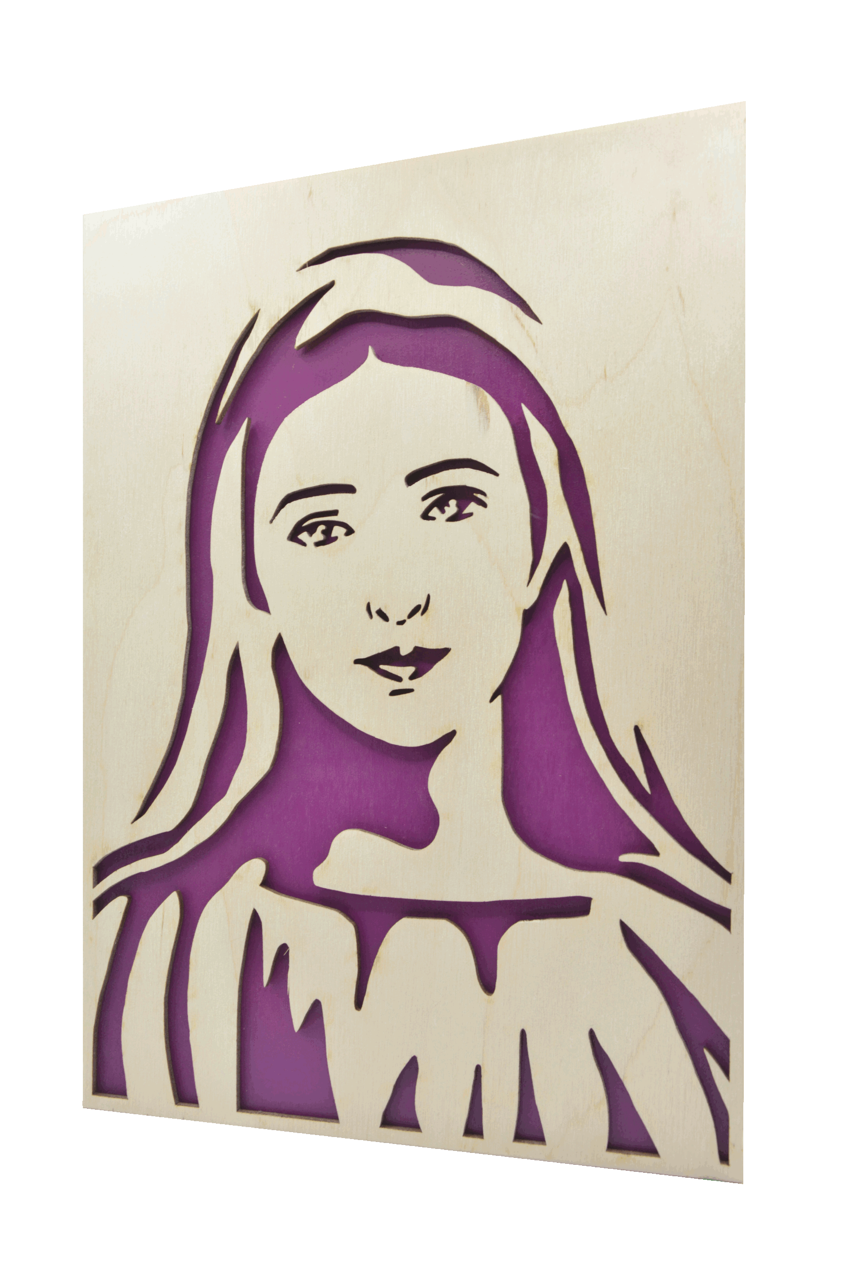 Sv. Panna Maria- obraz do dřeva - fialová