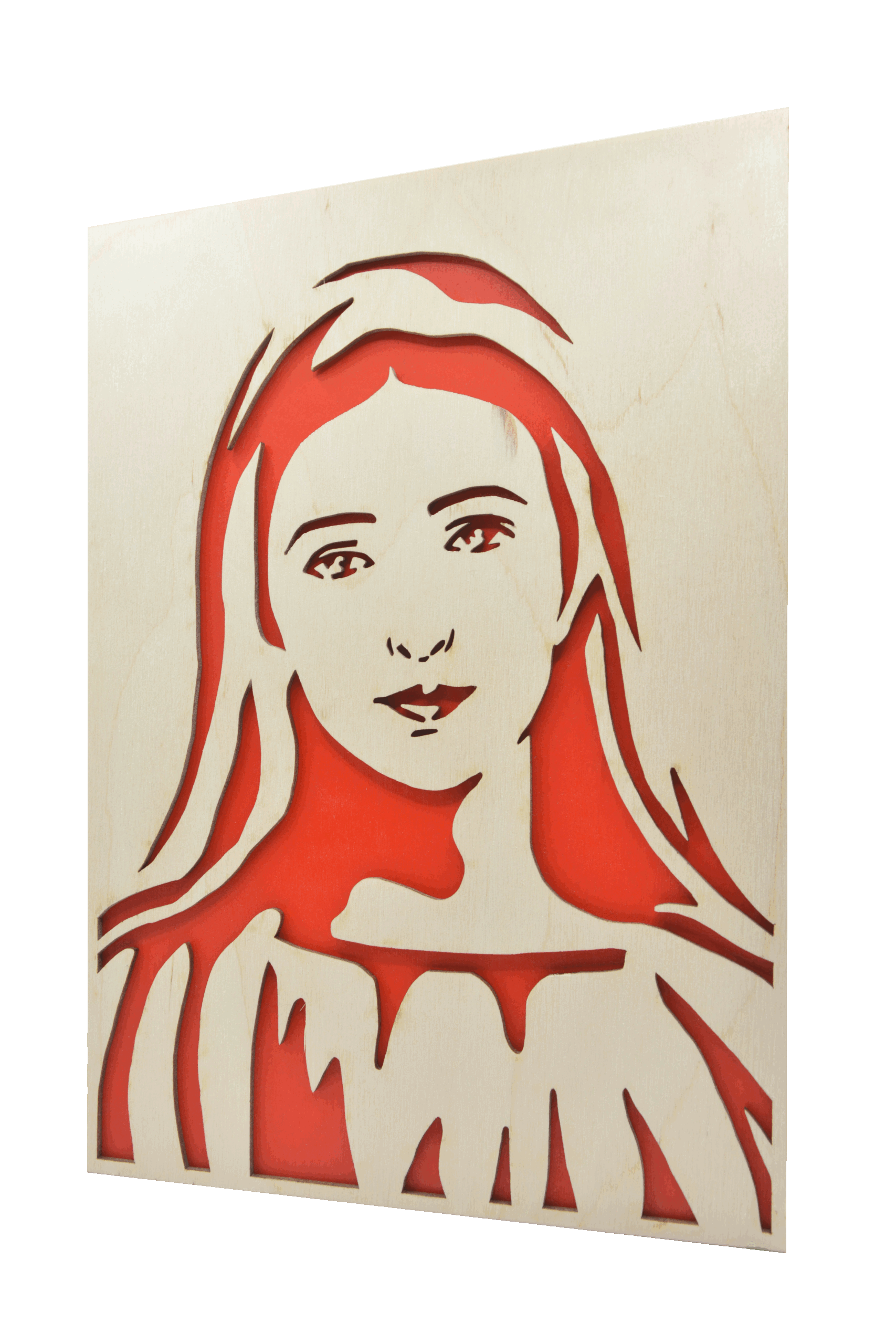 Sv. Panna Maria- obraz do dřeva - červená