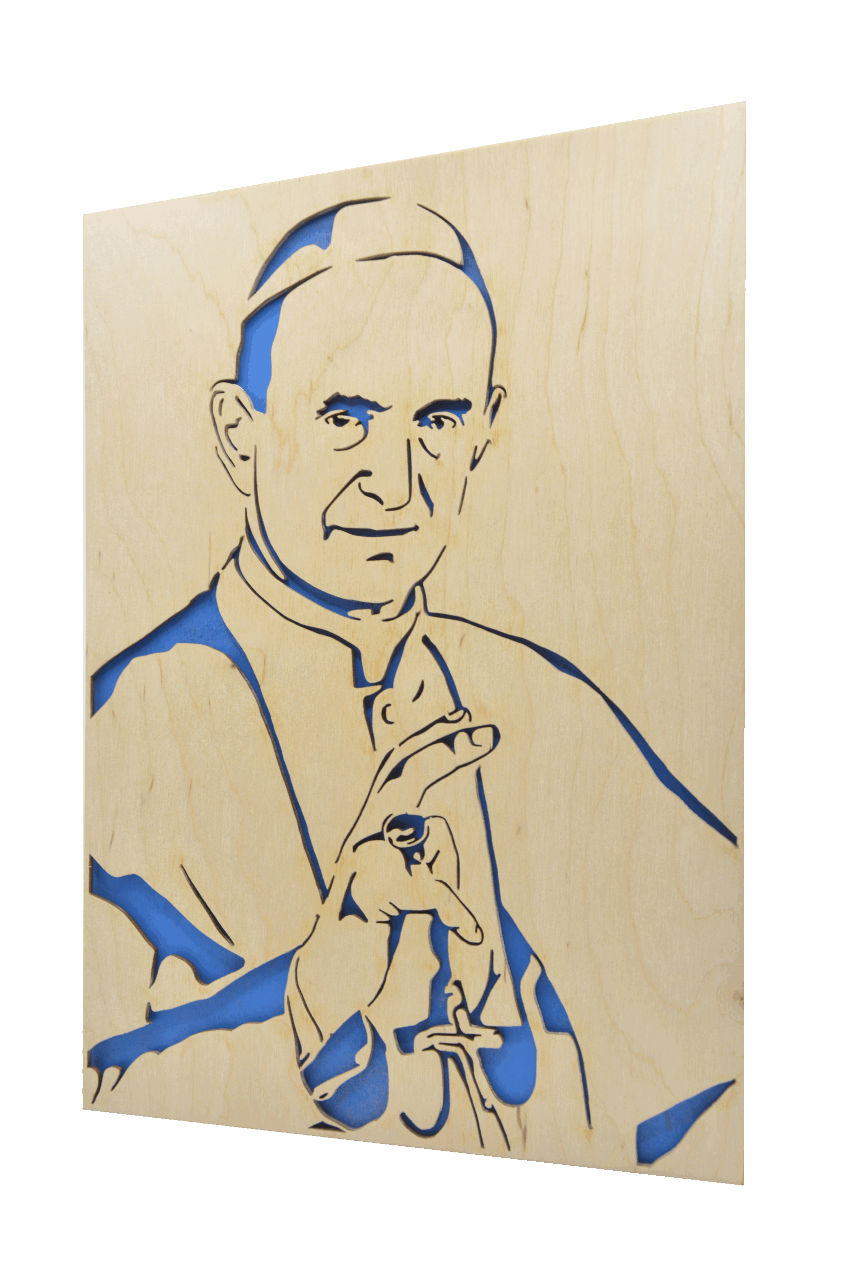 Sv. Pavel VI.- obraz do dřeva - modrá