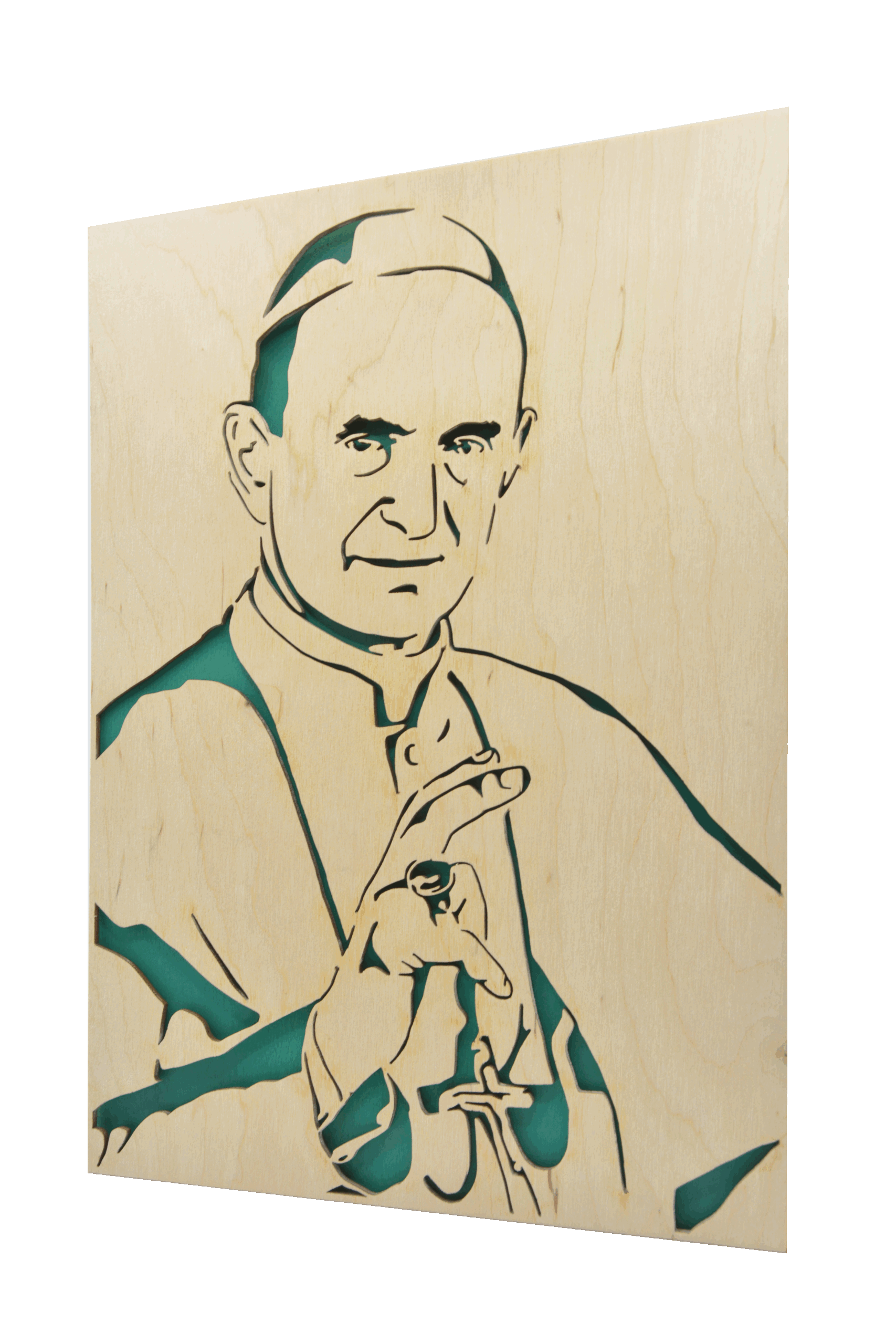 Sv. Pavel VI.- obraz do dřeva - zelená