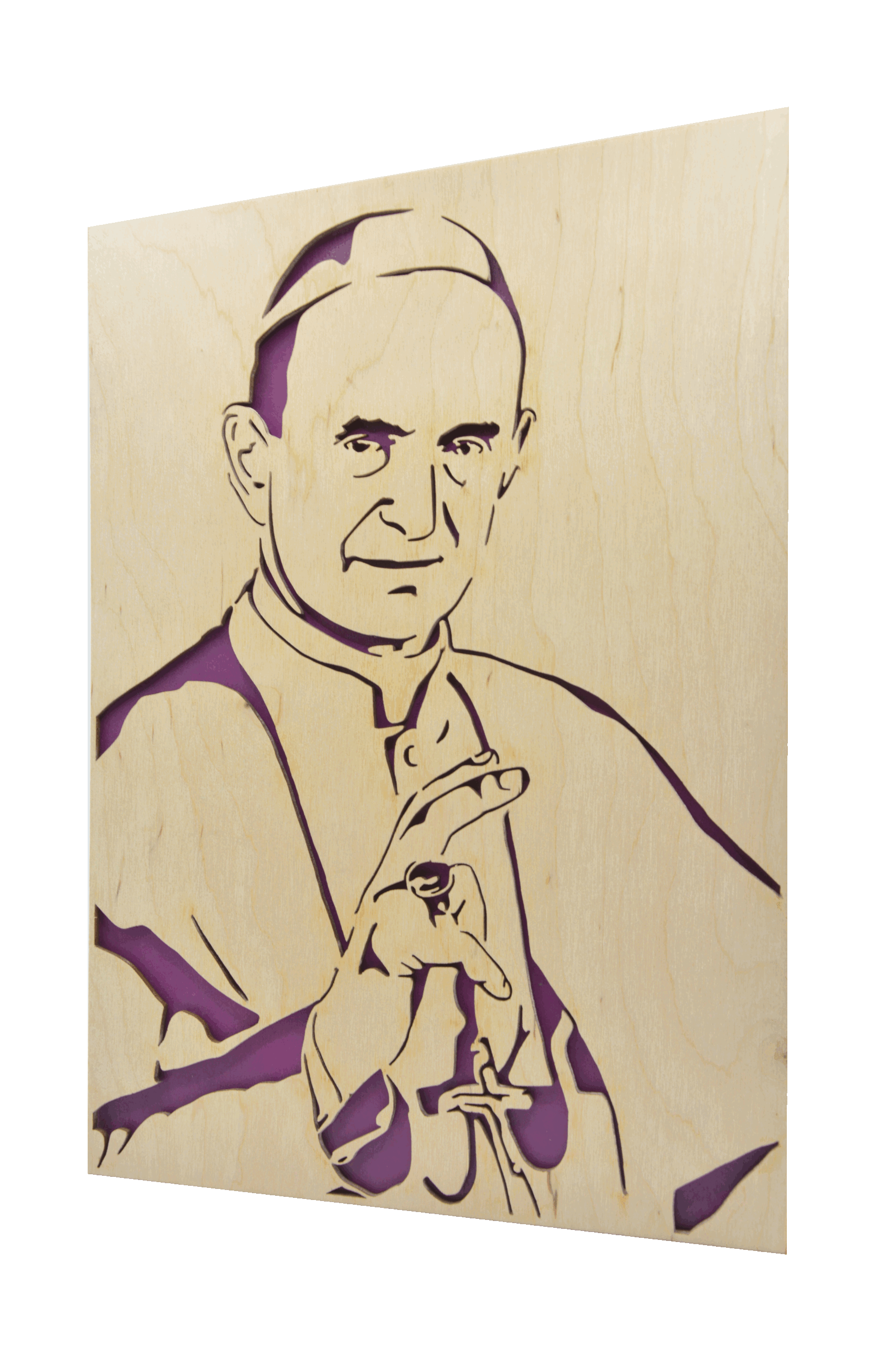 Sv. Pavel VI.- obraz do dřeva - fialová