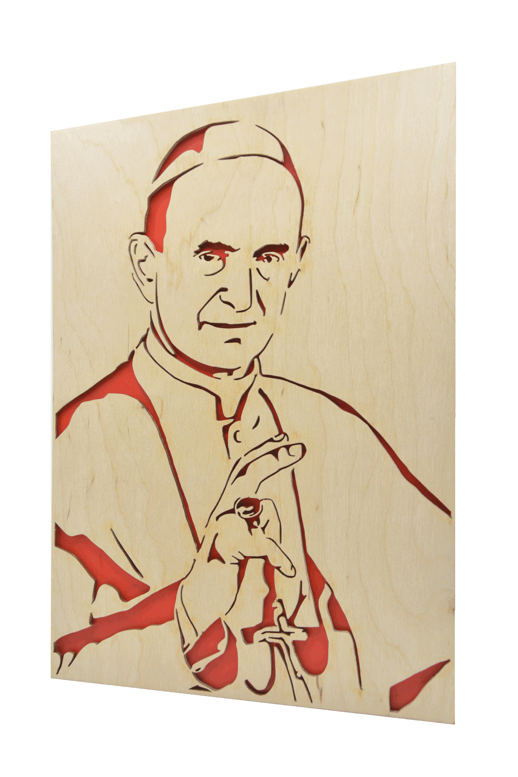 Sv. Pavel VI.- obraz do dřeva - červená