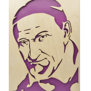 Sv. Vincent de Paul - obraz do dřeva - fialová