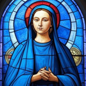 Vitráž s madonou