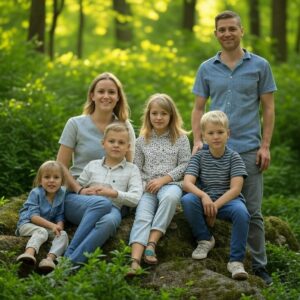 Rodina ze střední Evropy v přírodě