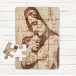 Madona s dítětem - dřevěné puzzle A4