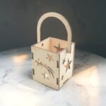 Dřevěná lampa na čajovou svíci - skládačka - motiv vánoční symboly