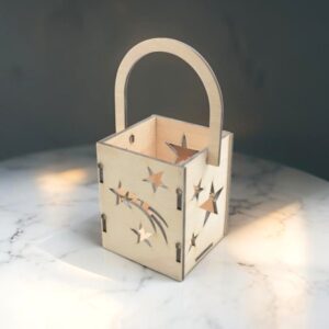 Dřevěná lampa na čajovou svíci - skládačka - motiv vánoční symboly