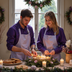 Mladí lidé, kteří pečou cukroví