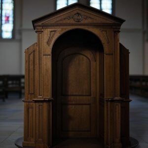 Dřevěná zpovědnice v kostele