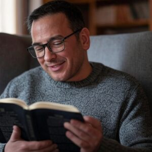 Humor v Bibli - člověk, který čte a směje se