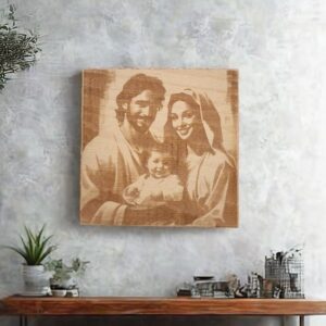Gravírovaná fotografie na míru - fotografie do dřeva - Svatá rodina