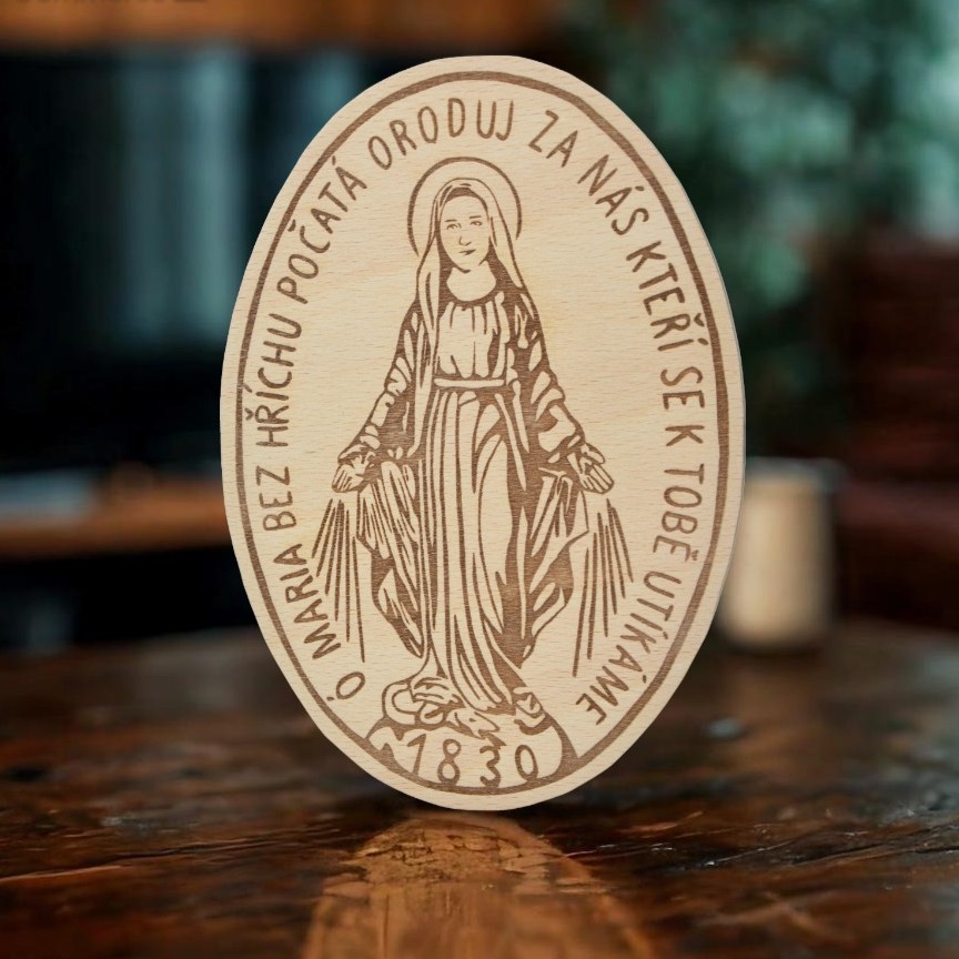 Zázračná medaile - přední strana - dřevěná