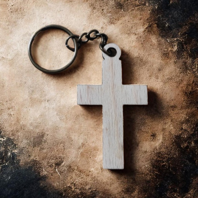 Gravírované klíčenky na míru - klíčenky s vlastním motivem - kříž